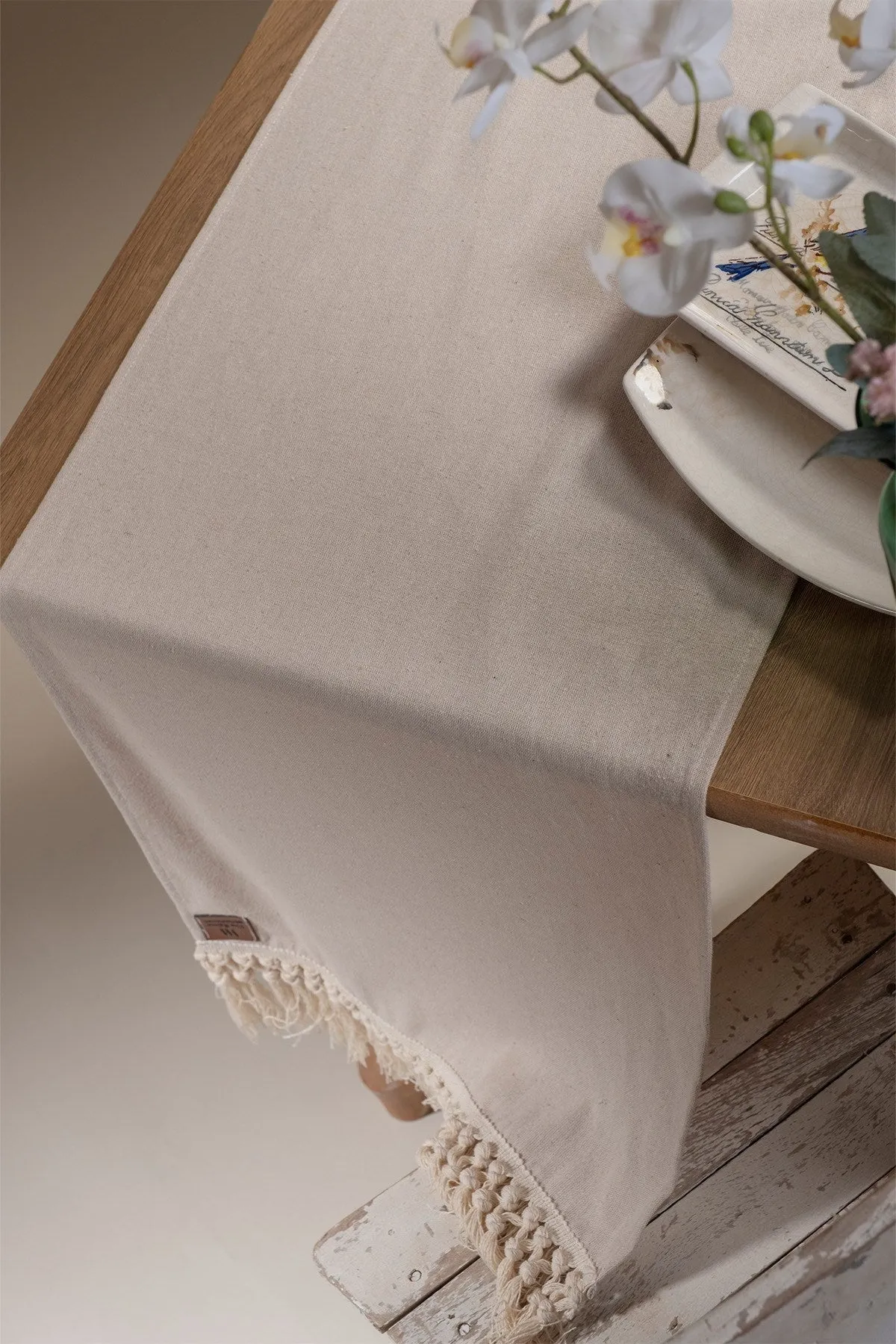 Ecru Fringed Table Runner