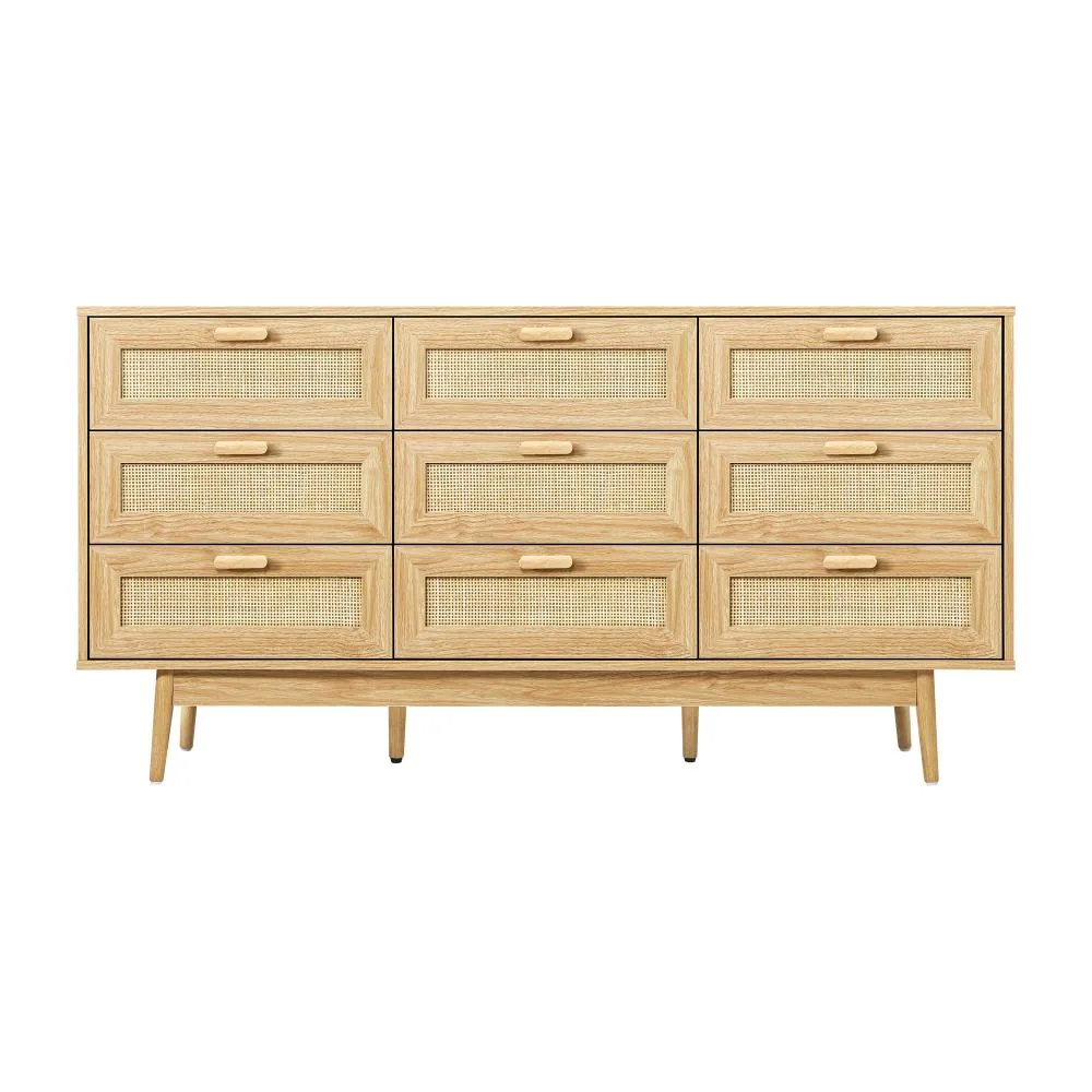 ELLE 9 Chest of Drawers Dresser Rattan Storage Cabinet Lowboy Bedroom Wooden