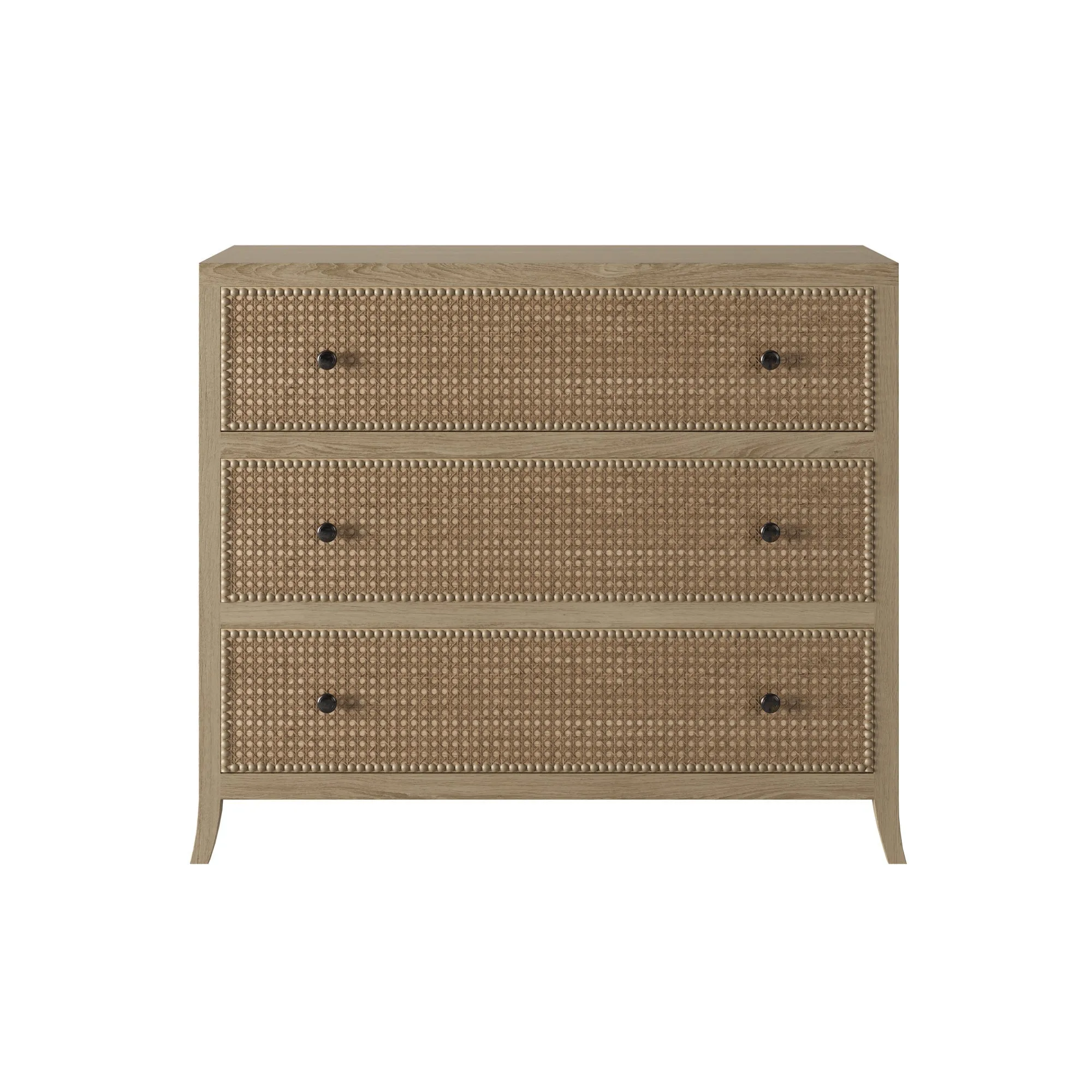 Evelyn Oak Chest of Drawers with Rattan Detail