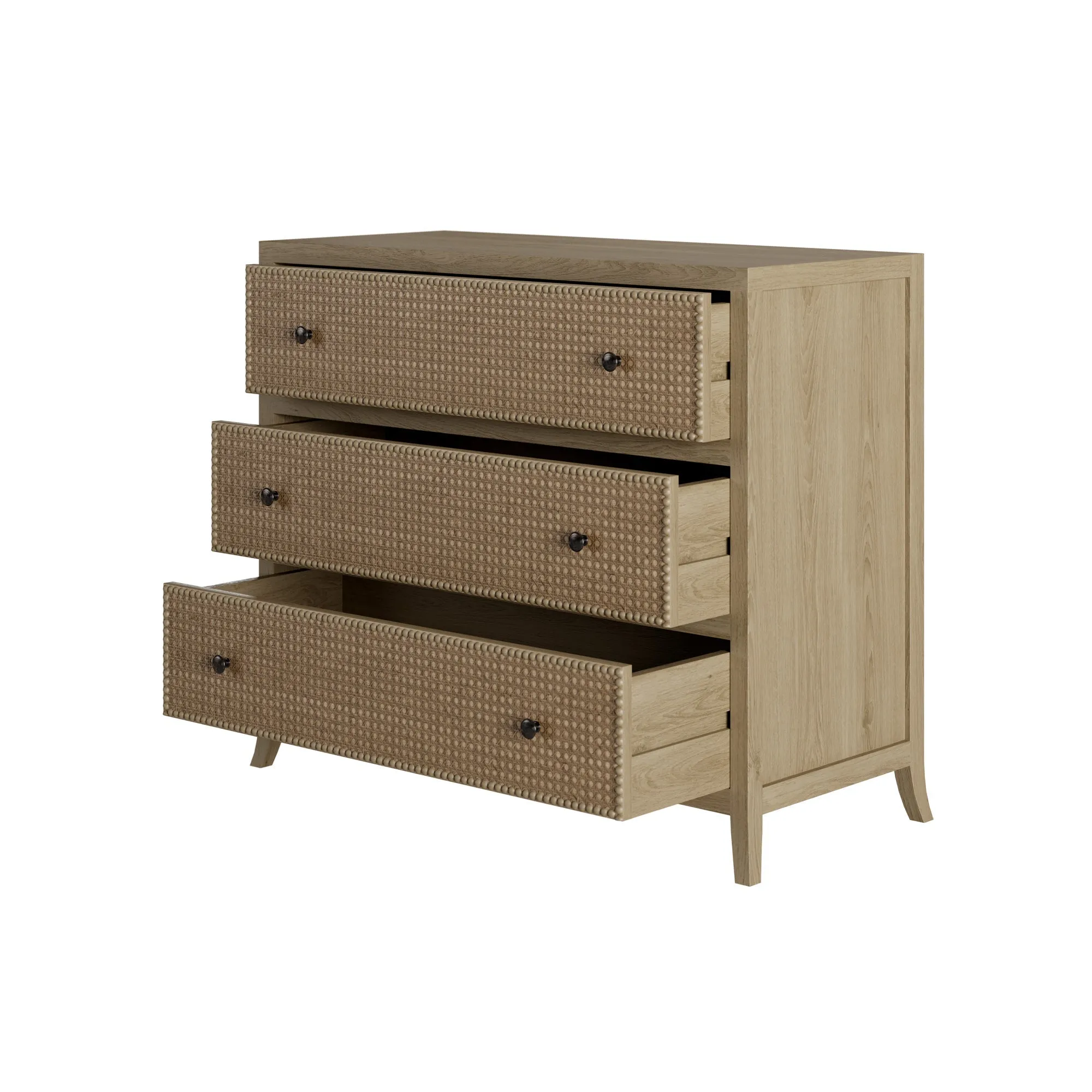 Evelyn Oak Chest of Drawers with Rattan Detail