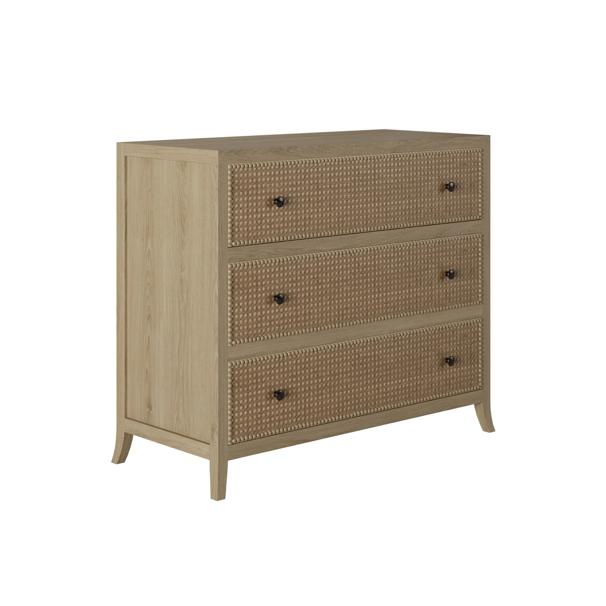 Evelyn Oak Chest of Drawers with Rattan Detail