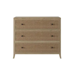 Evelyn Oak Chest of Drawers with Rattan Detail