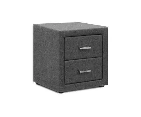 Fabric Bedside Table - Grey