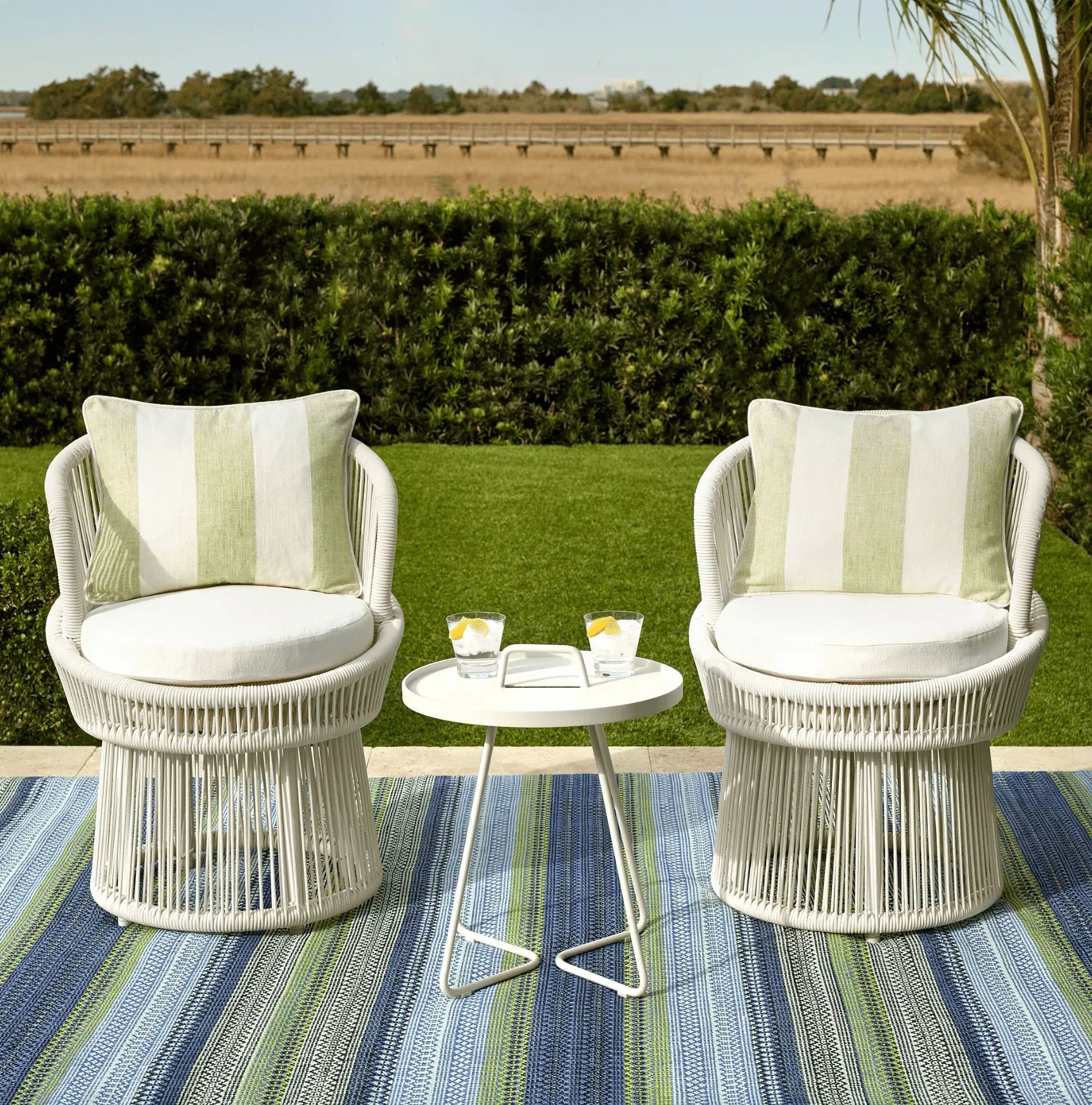 Fiesta Stripe Blue & Green - Indoor/Outdoor Rug