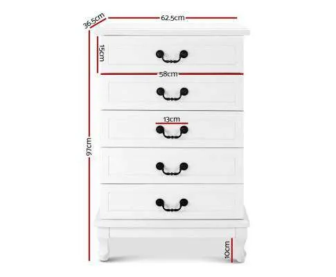 Five Chest of Drawers Organiser -White