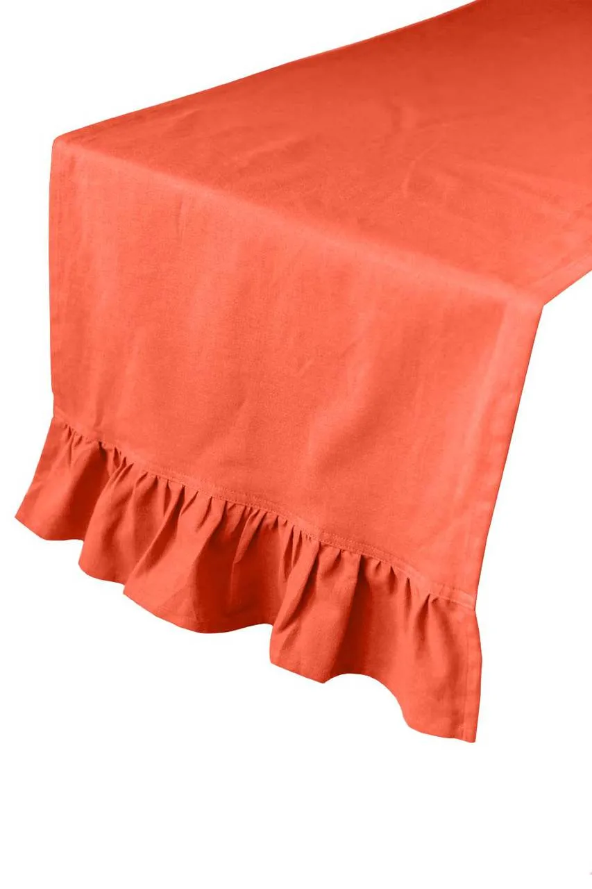 ginger orange solid ruffle cloth table runners