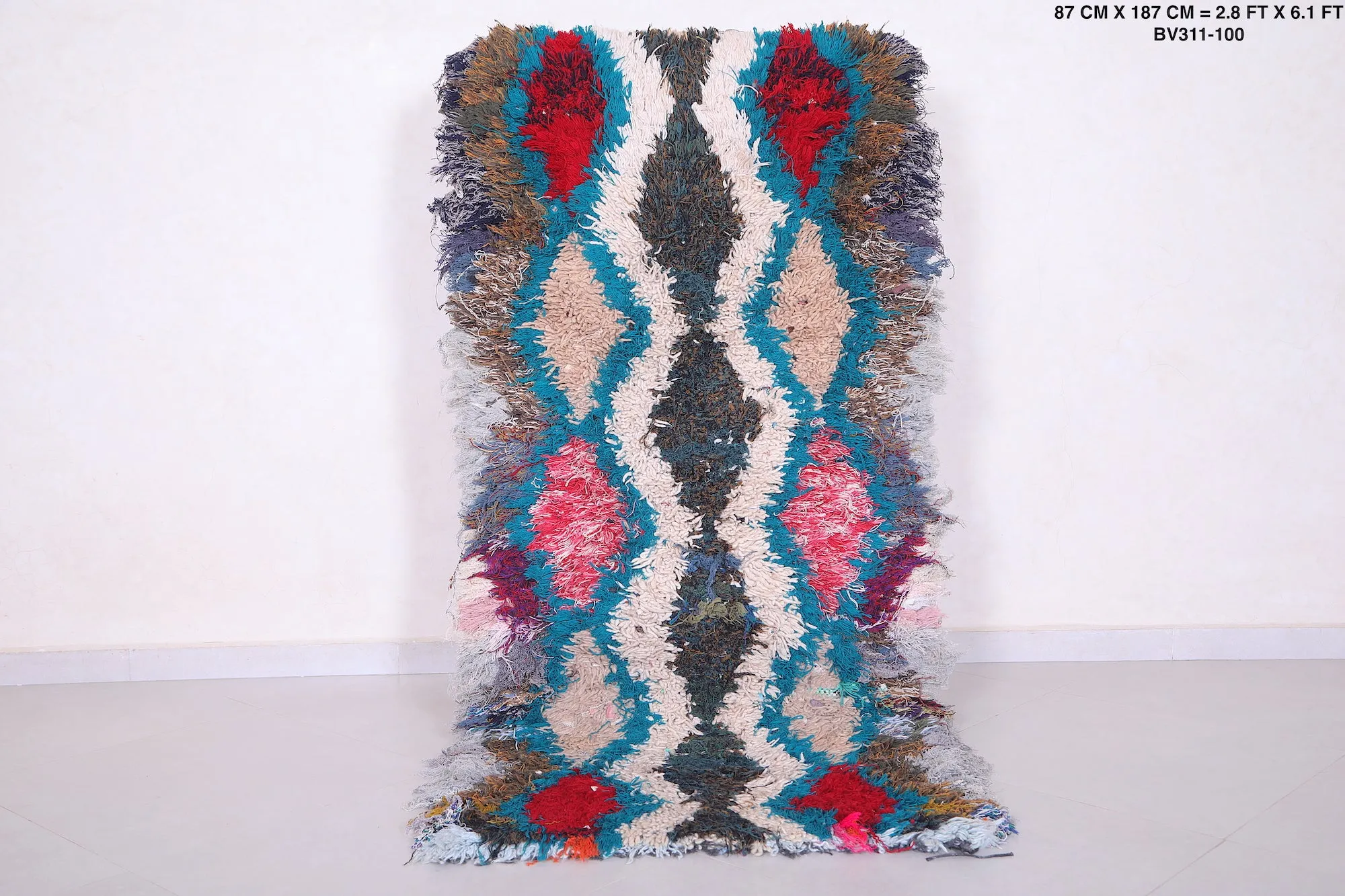 Hallway shaggy Moroccan rug 2.8 X 6.1 Feet