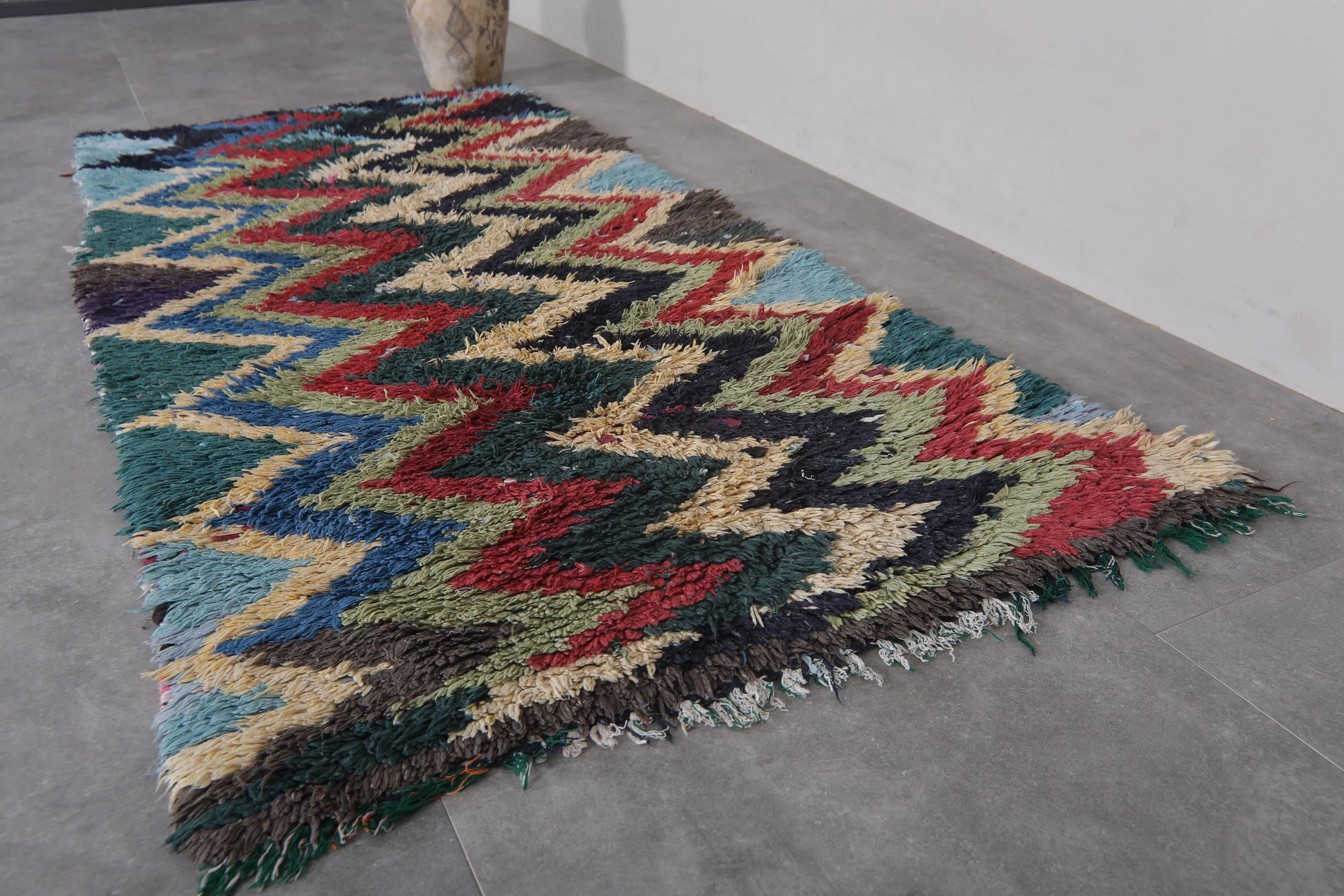 Handwoven Colorful Moroccan Rug – Unique Design | 3.2 x 6.7 FT