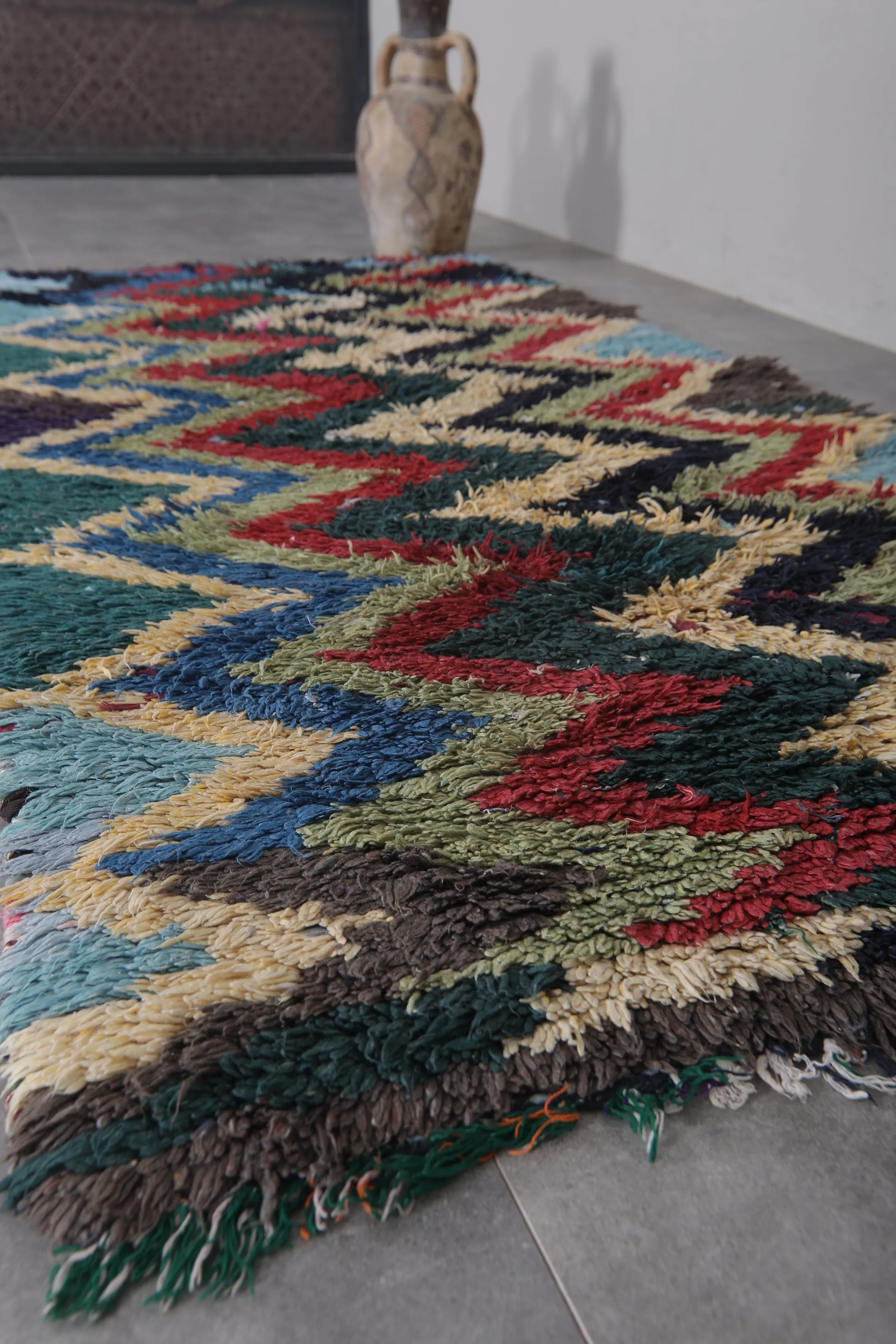Handwoven Colorful Moroccan Rug – Unique Design | 3.2 x 6.7 FT