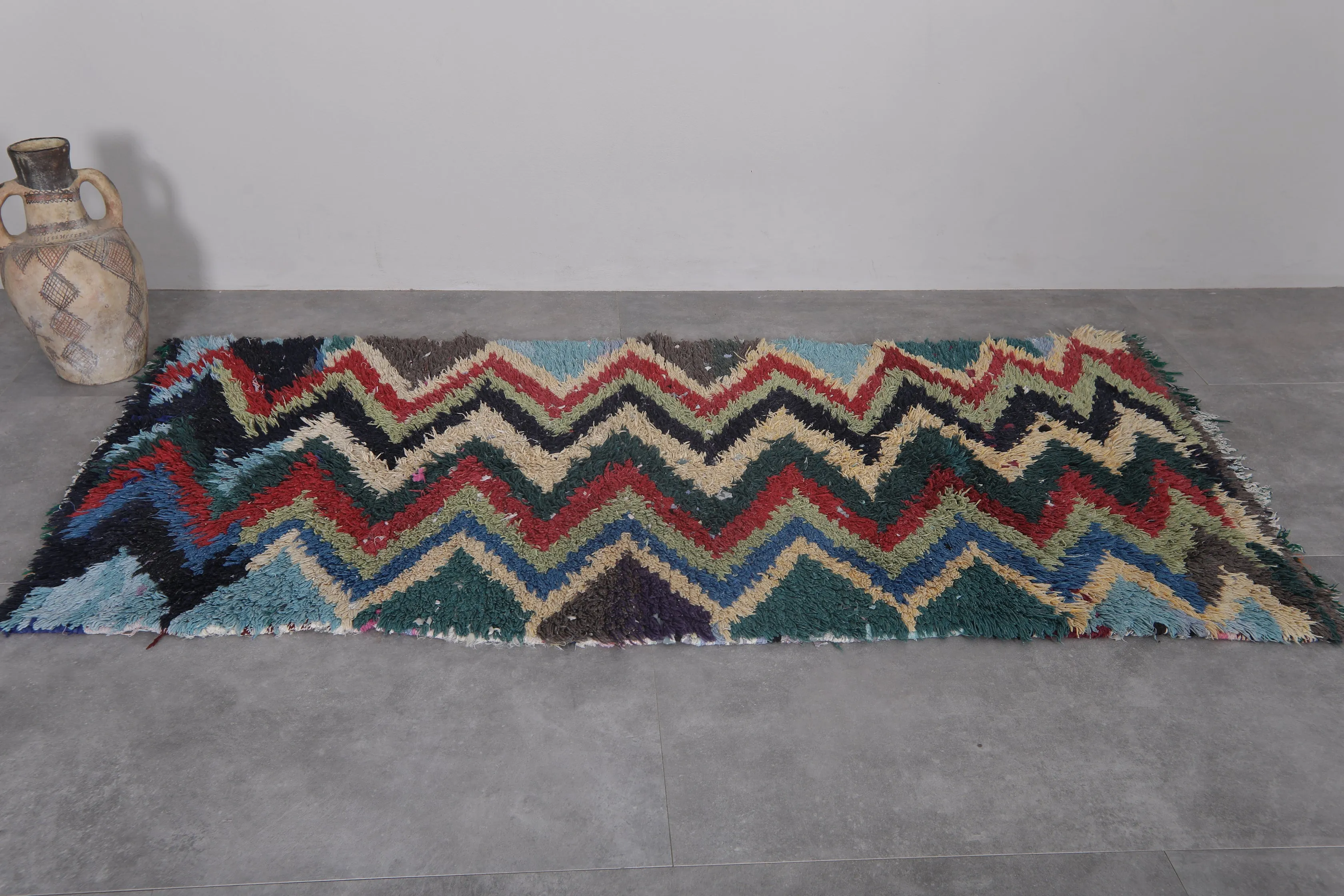 Handwoven Colorful Moroccan Rug – Unique Design | 3.2 x 6.7 FT