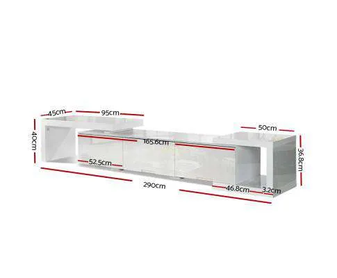 High Gloss Adjustable TV Stand Entertainment Unit - White