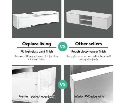 High Gloss Adjustable TV Stand Entertainment Unit - White