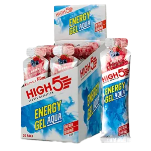 HIGH5 Energy Gel Aqua Liquid Quick Release Energy On The Go From Natural Fruit Juice (Berry 20 x 66g)