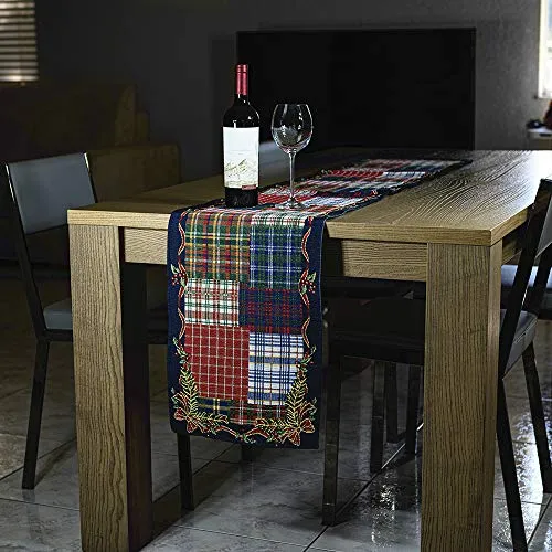 Homvare Christmas Table Setting Full Length Runner for Holiday Dinner, Friends & Family Gathering, Festivities, Cocktail Parties, Home Décor, Woven Tapestry 13”x72”