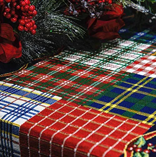 Homvare Christmas Table Setting Full Length Runner for Holiday Dinner, Friends & Family Gathering, Festivities, Cocktail Parties, Home Décor, Woven Tapestry 13”x72”