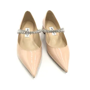 JIMMY CHOO PATENT CRYSTAL STRAP MARYJANE LUXE SHOES BEIGE 40