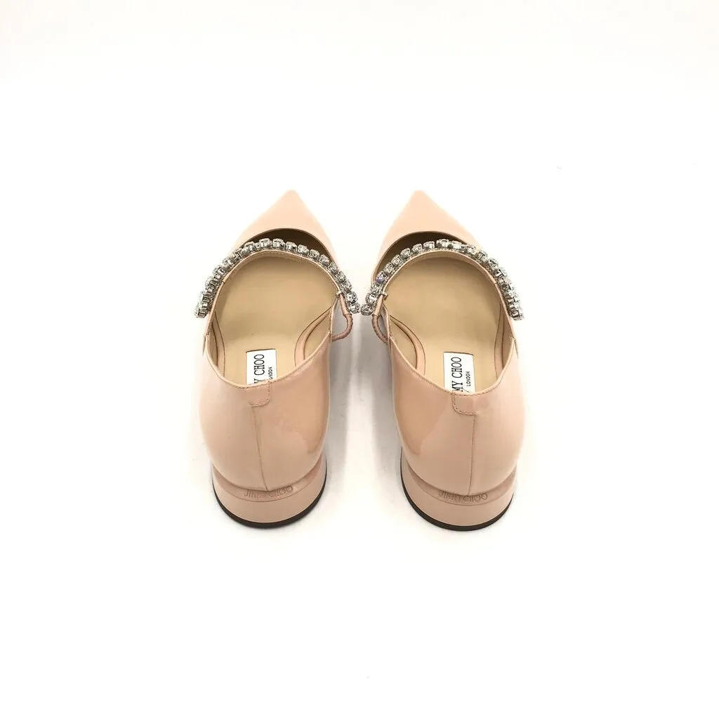 JIMMY CHOO PATENT CRYSTAL STRAP MARYJANE LUXE SHOES BEIGE 40