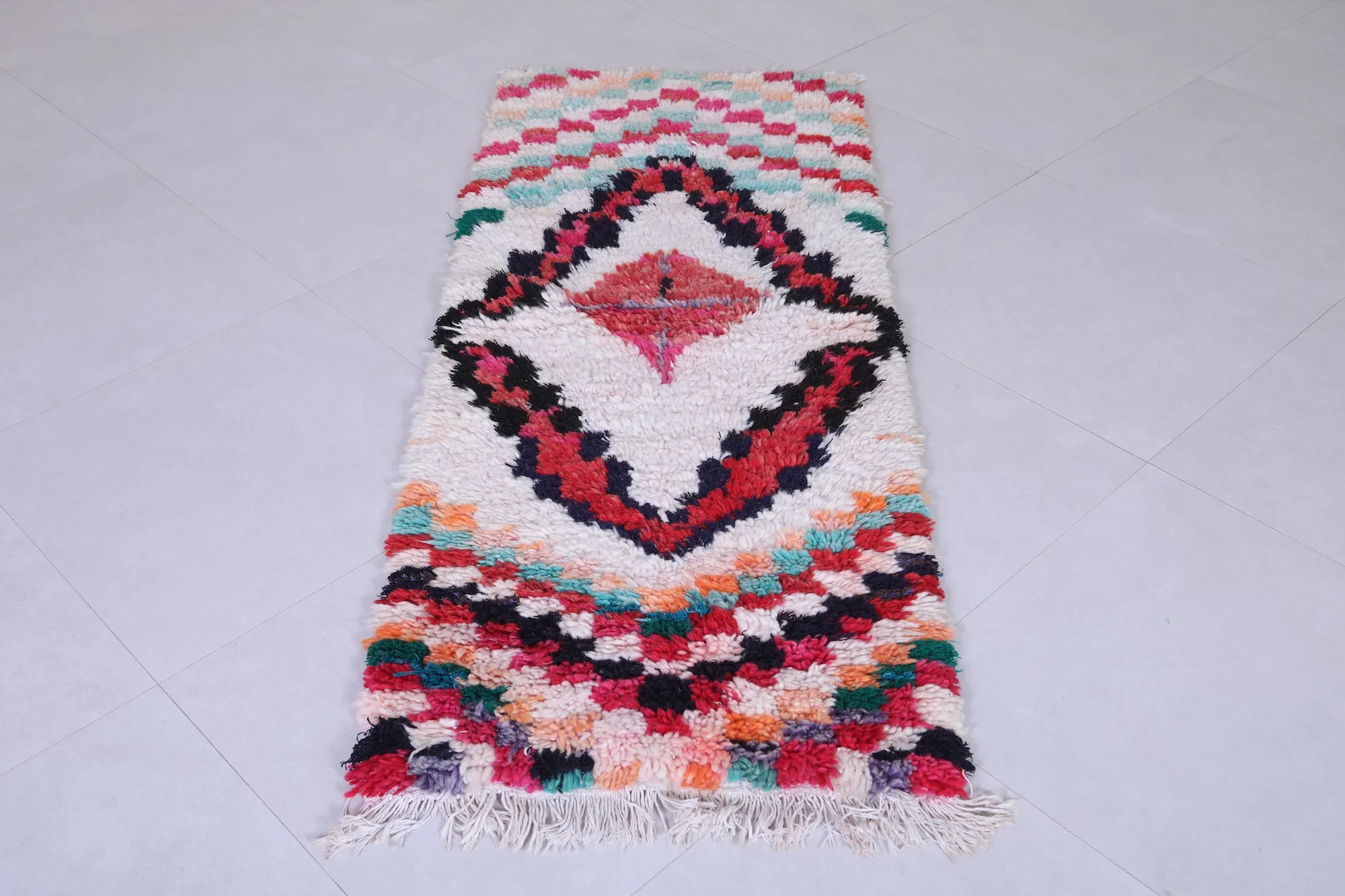 Long Beautiful Colorful Rug 2.3 X 5.9 Feet