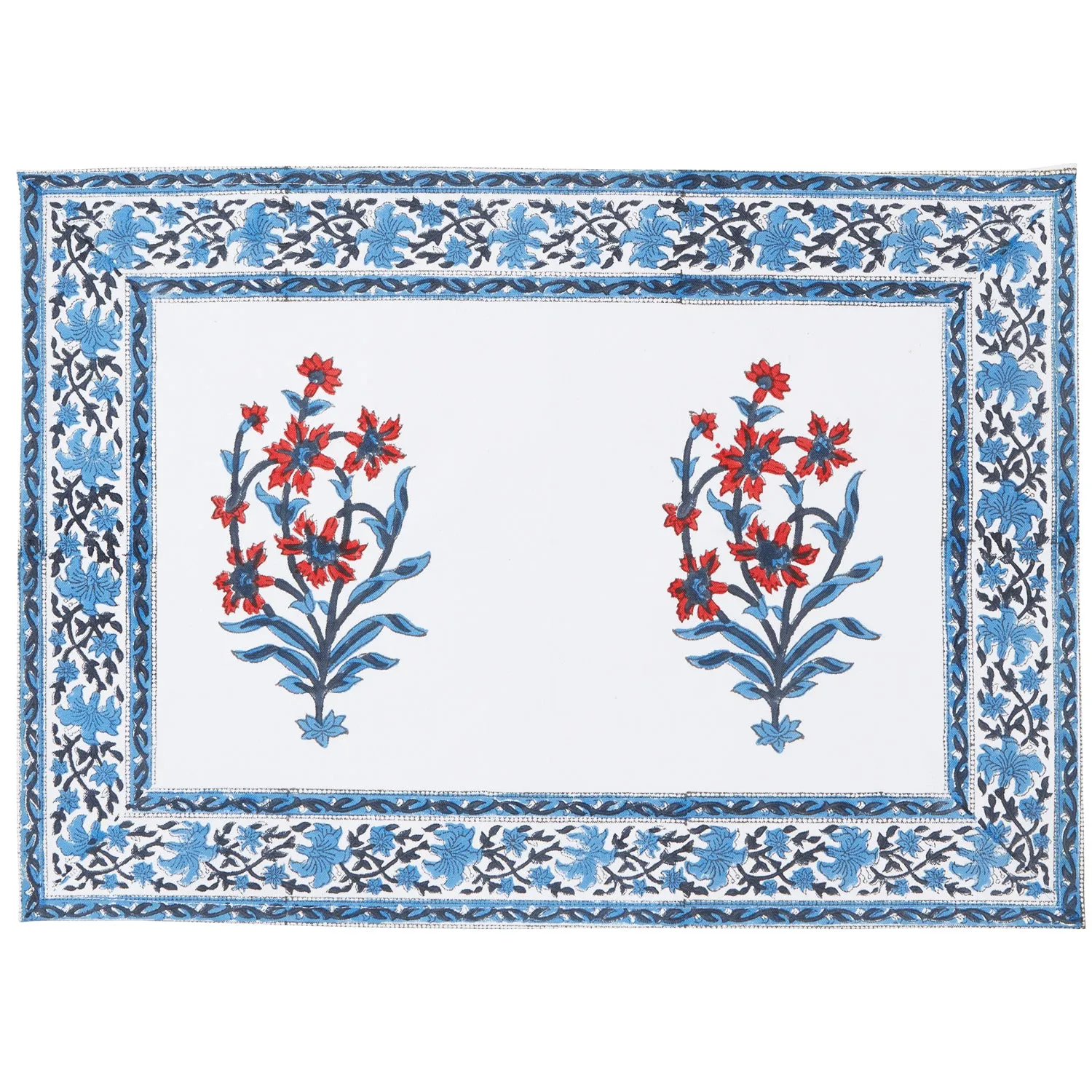Marigold Living Blue and Orange Cotton Placemat, Set of 4