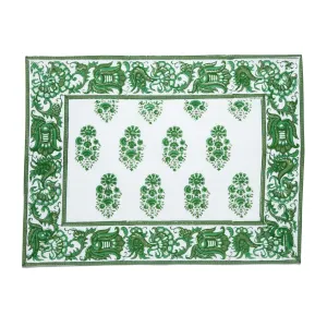 Marigold Living Green and White Cotton Placemat, Set of 6