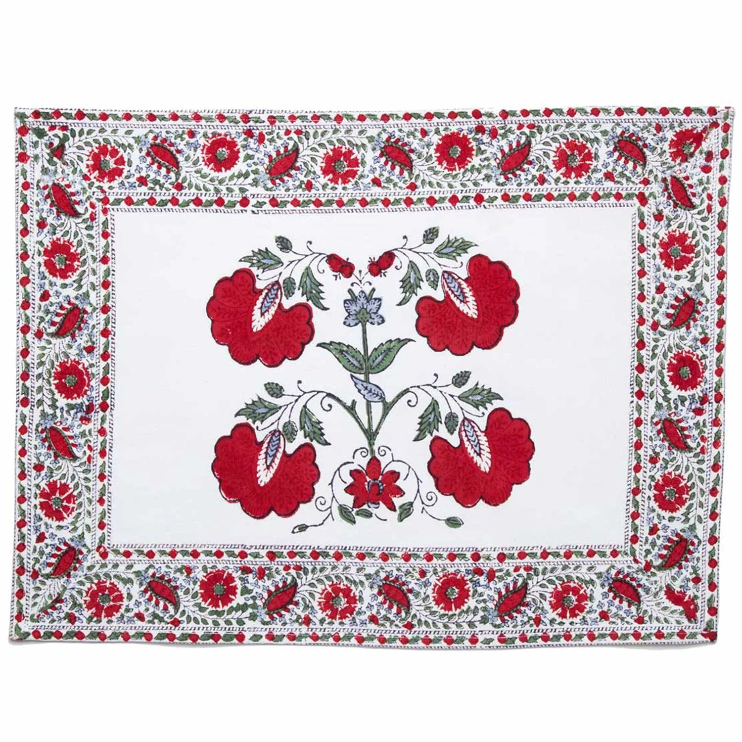Marigold Living Red and White Cotton Placemat, Set of 4
