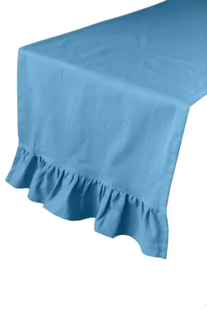 midnight blue solid ruffle cloth table runners
