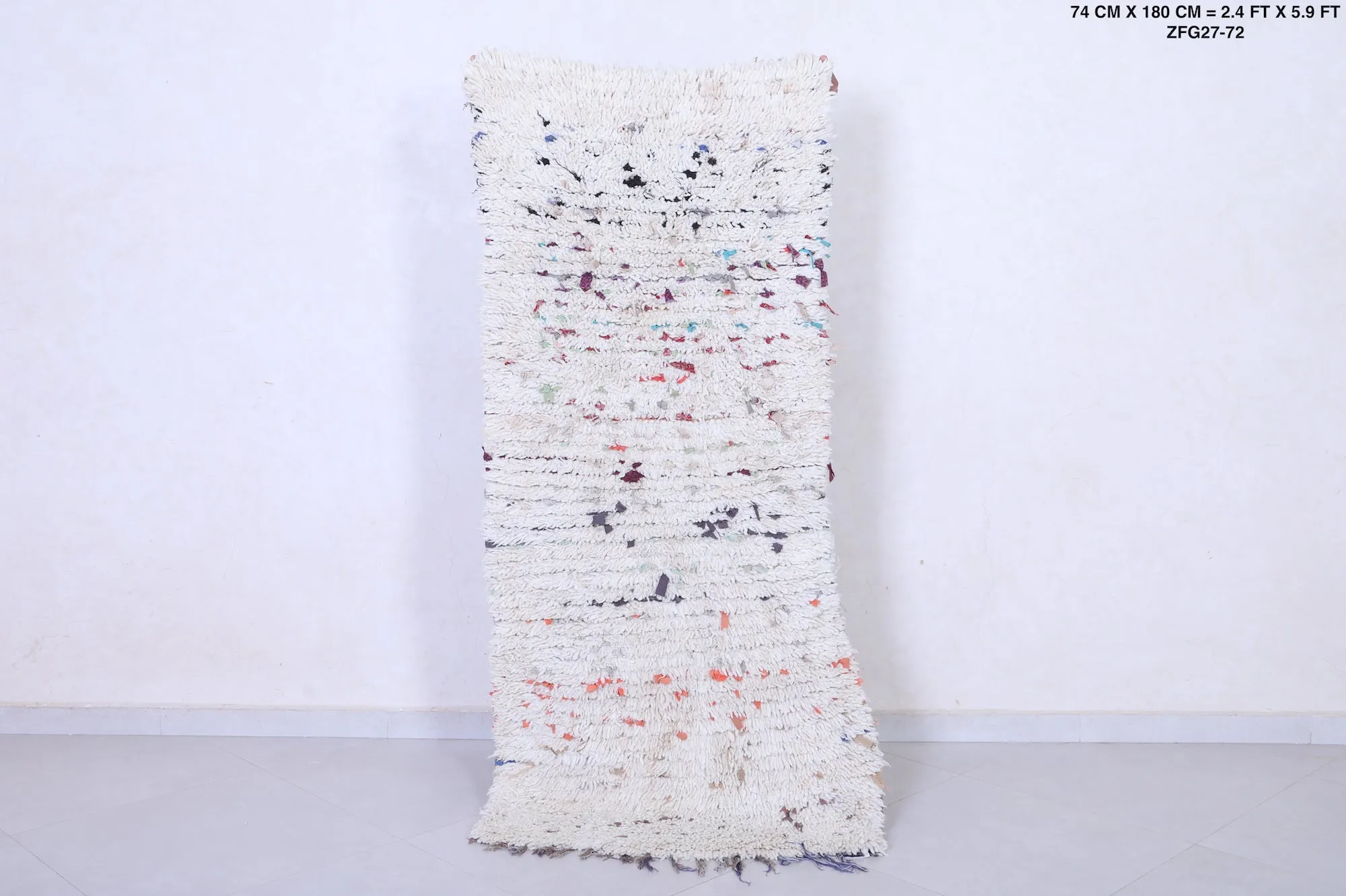 Moroccan Shaggy Rug Runner – Handmade Berber Carpet (2.4 x 5.9 ft)