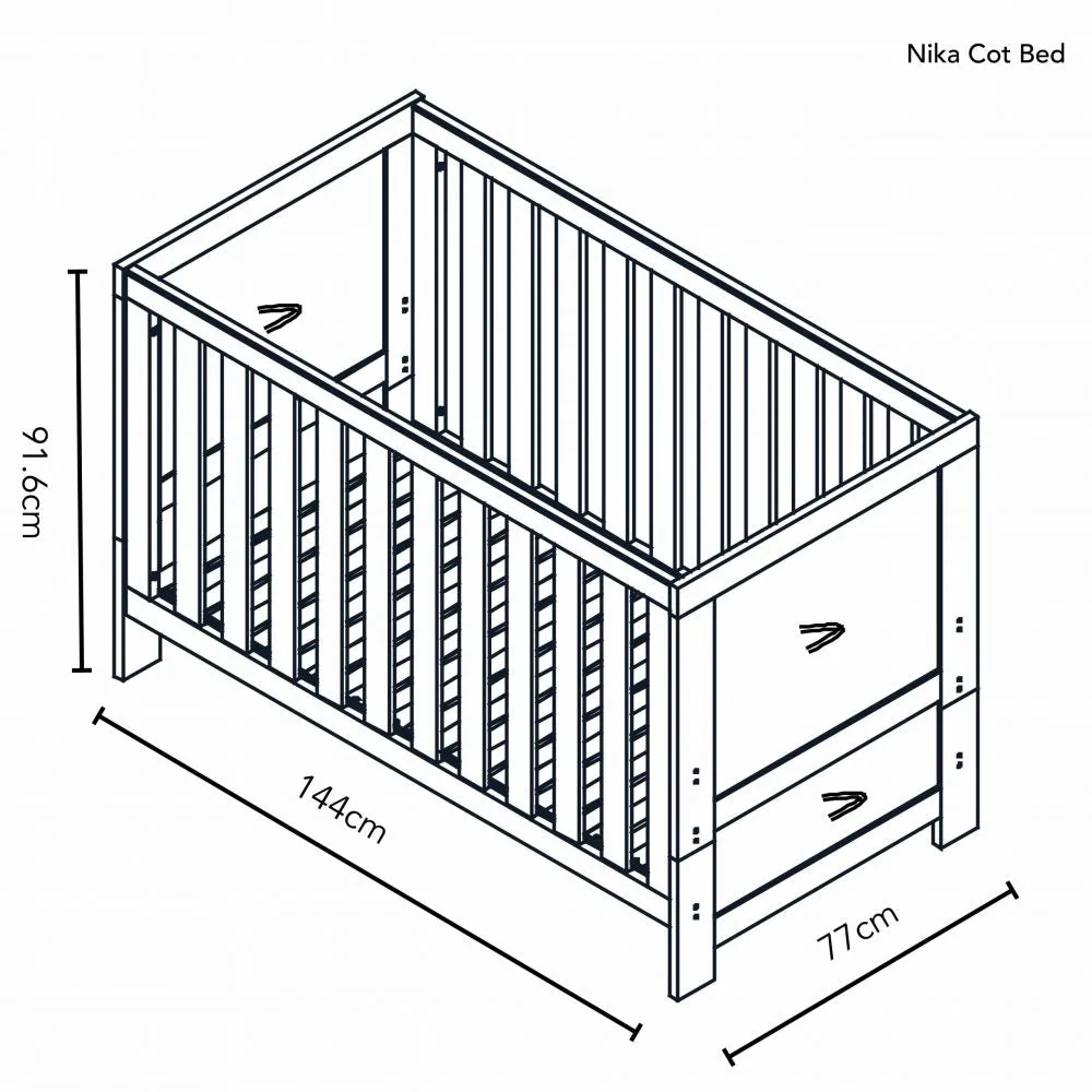 Obaby Nika 3 Piece Room Set with Cot Bed & Changing Unit - Oatmeal