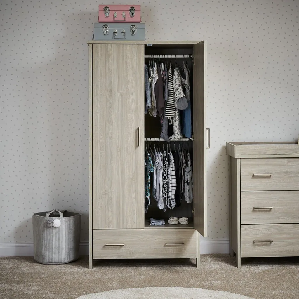 OBABY Nika Double Wardrobe - Grey Wash