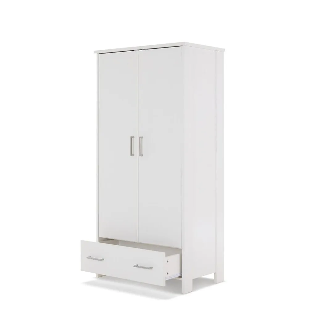 OBABY Nika Double Wardrobe - White Wash