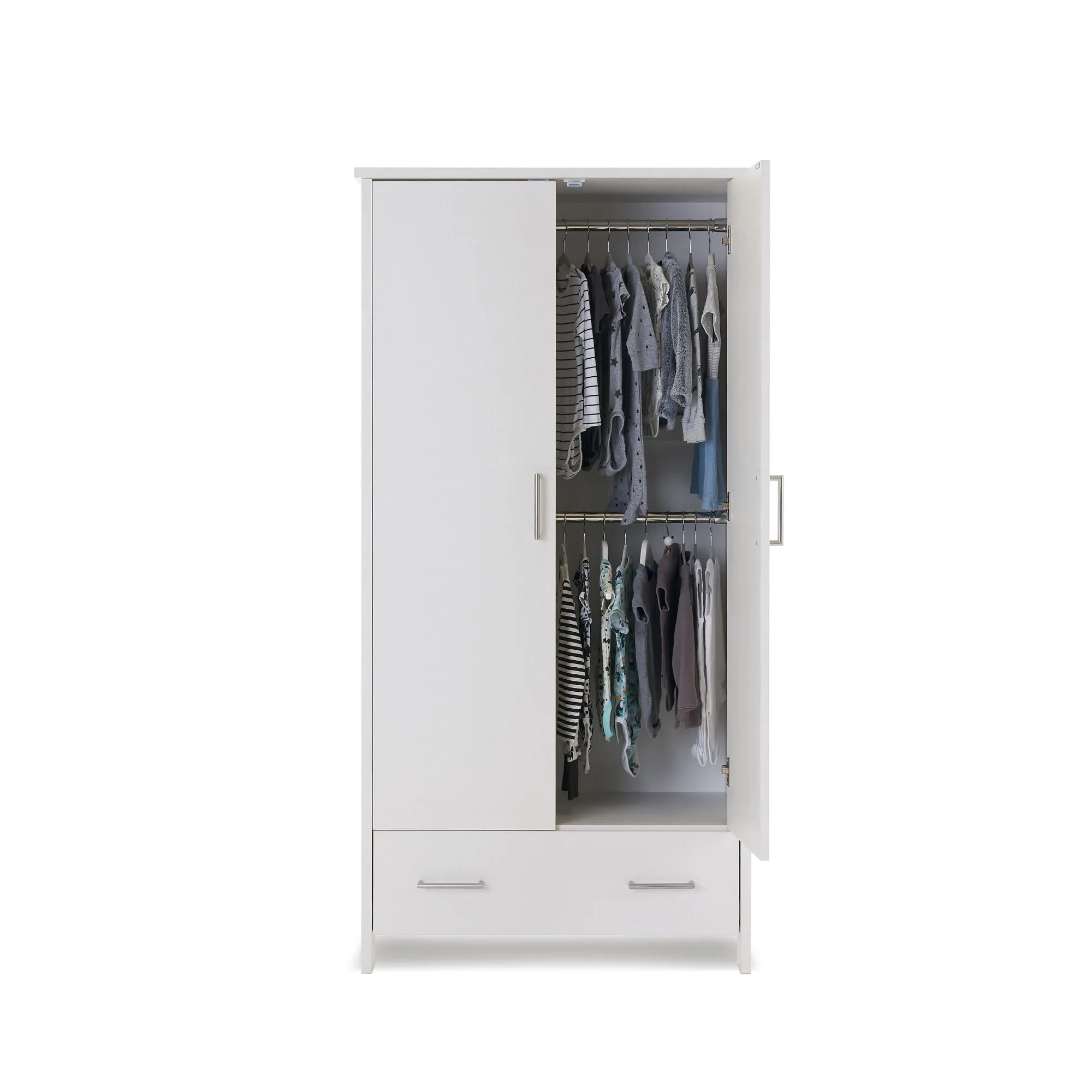 Obaby Nika Double Wardrobe - White Wash