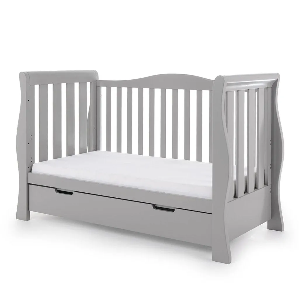 OBABY Stamford Luxe Cot Bed & Moisture Management Mattress - Warm Grey