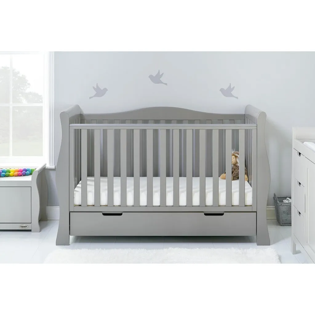 OBABY Stamford Luxe Cot Bed & Moisture Management Mattress - Warm Grey