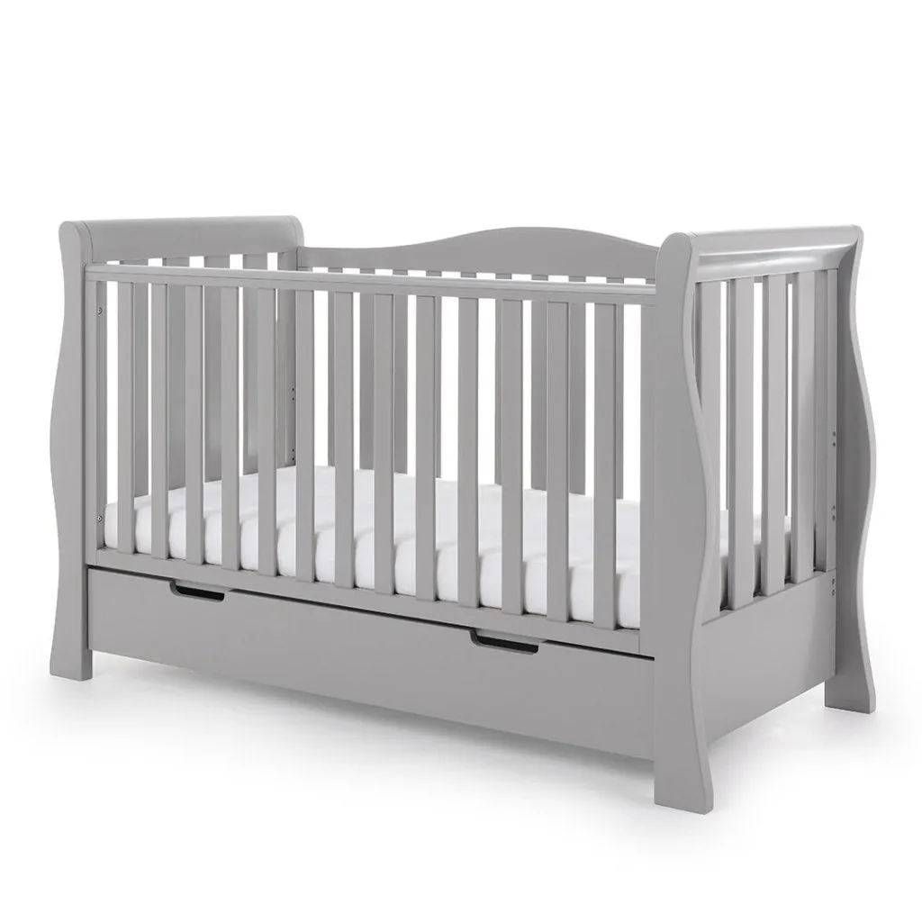 OBABY Stamford Luxe Cot Bed & Moisture Management Mattress - Warm Grey