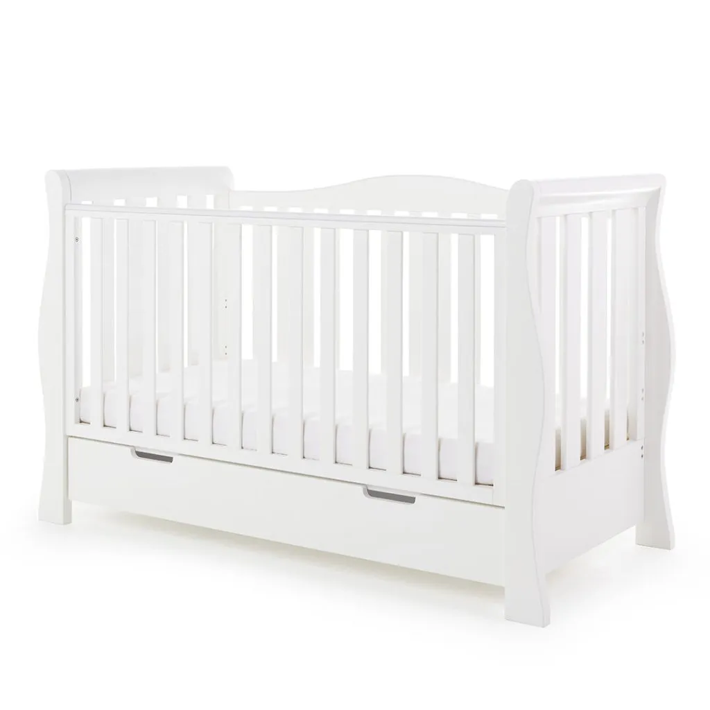 OBABY Stamford Luxe Cot Bed & Moisture Management Mattress - White