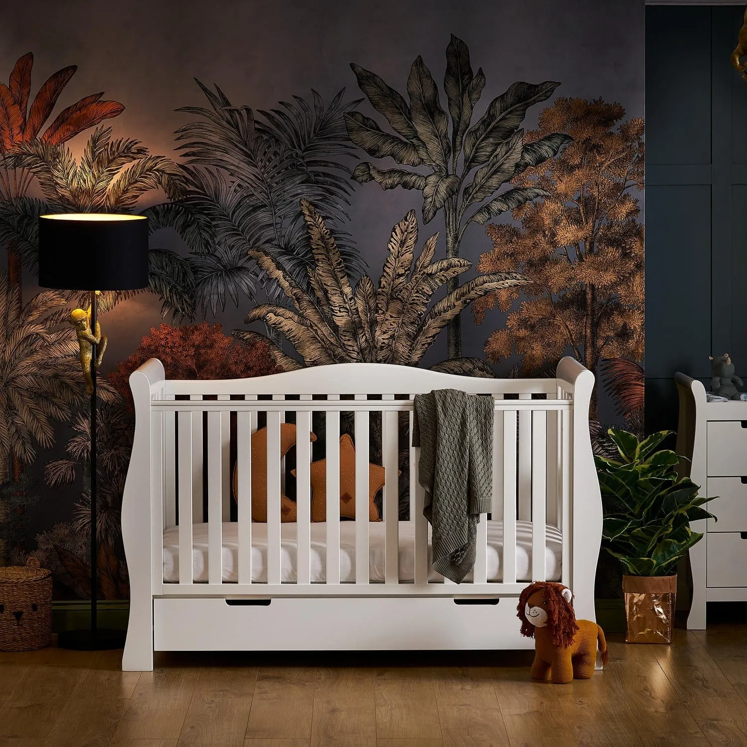 Obaby Stamford Luxe Sleigh Cot Bed & Moisture Management Mattress - Direct Delivery