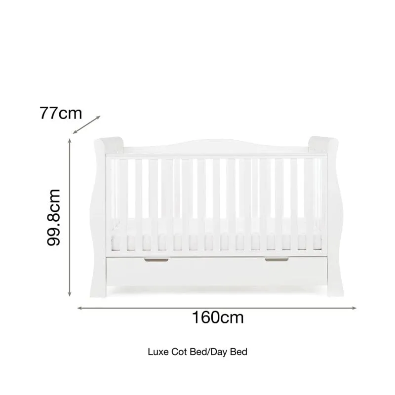 Obaby Stamford Luxe Sleigh Cot Bed & Moisture Management Mattress - Direct Delivery