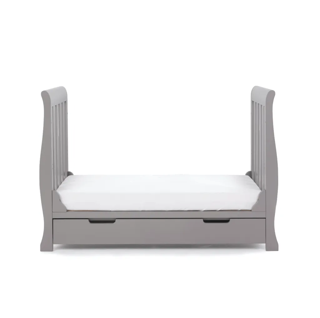 OBABY Stamford Mini Cot Bed & Moisture Management Mattress - Taupe Grey