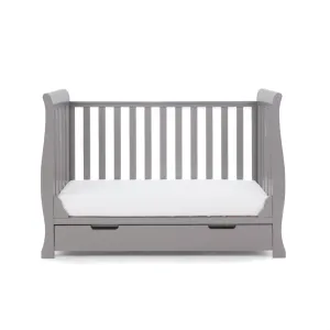 OBABY Stamford Mini Cot Bed & Moisture Management Mattress - Taupe Grey