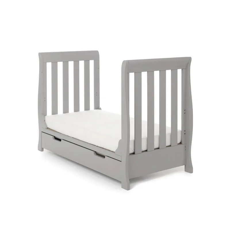 OBABY Stamford Mini Cot Bed & Moisture Management Mattress - Warm Grey