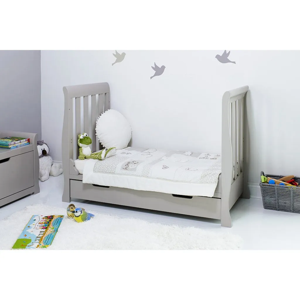OBABY Stamford Mini Cot Bed & Moisture Management Mattress - Warm Grey