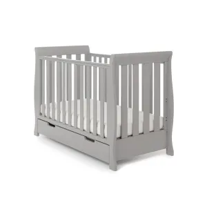 OBABY Stamford Mini Cot Bed & Moisture Management Mattress - Warm Grey