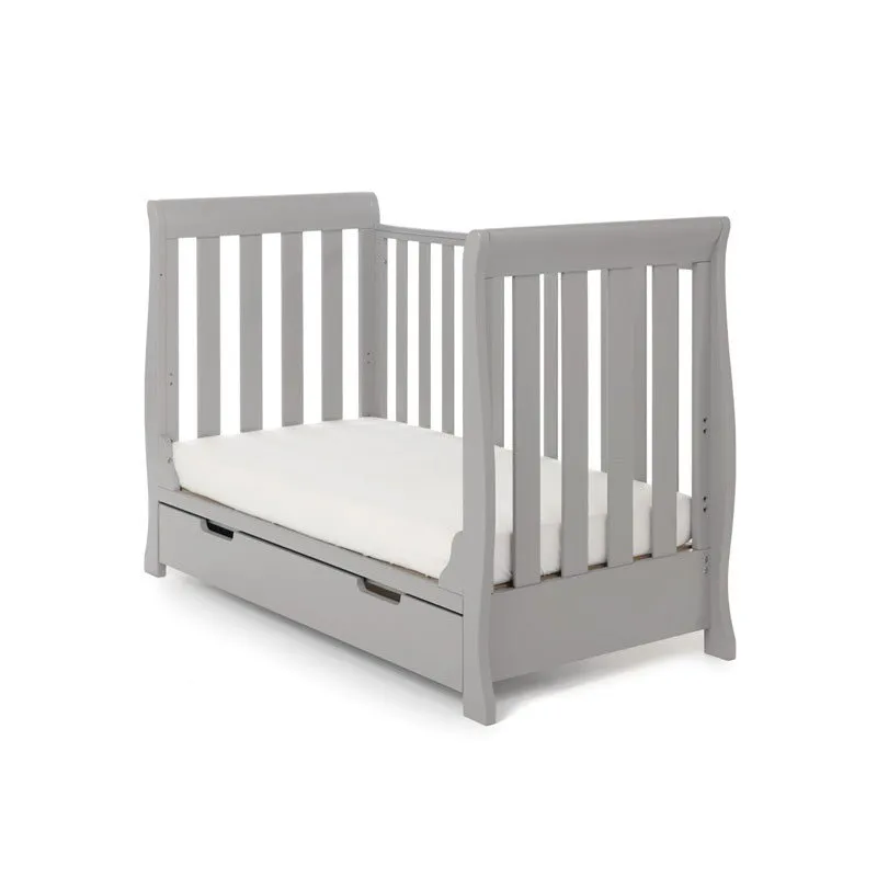 OBABY Stamford Mini Cot Bed & Moisture Management Mattress - Warm Grey
