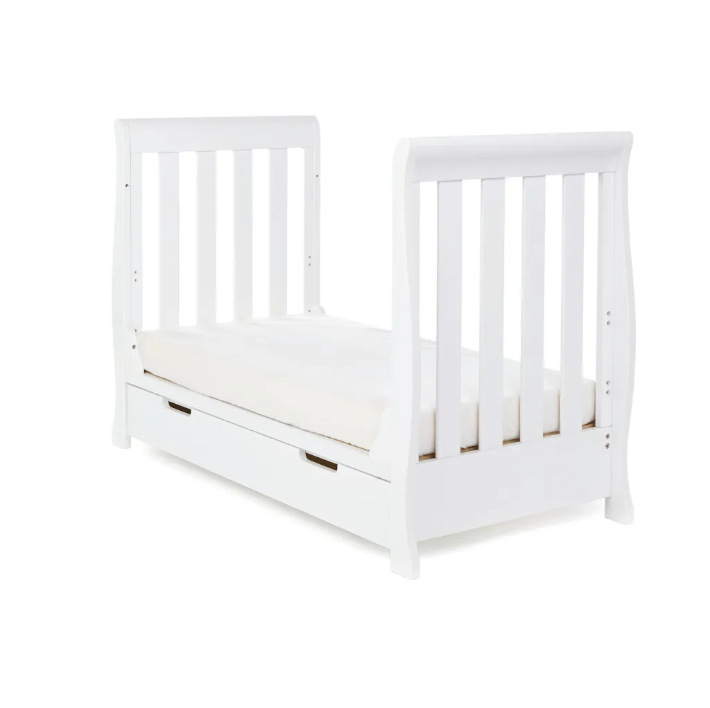 OBABY Stamford Mini Cot Bed & Moisture Management Mattress - White