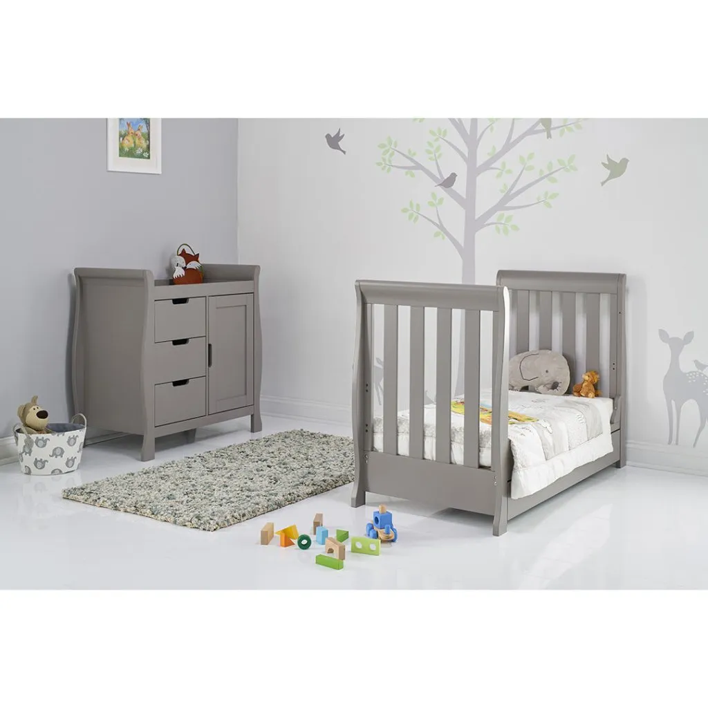 OBABY Stamford Mini Sleigh 3 Piece Room Set - Warm Grey