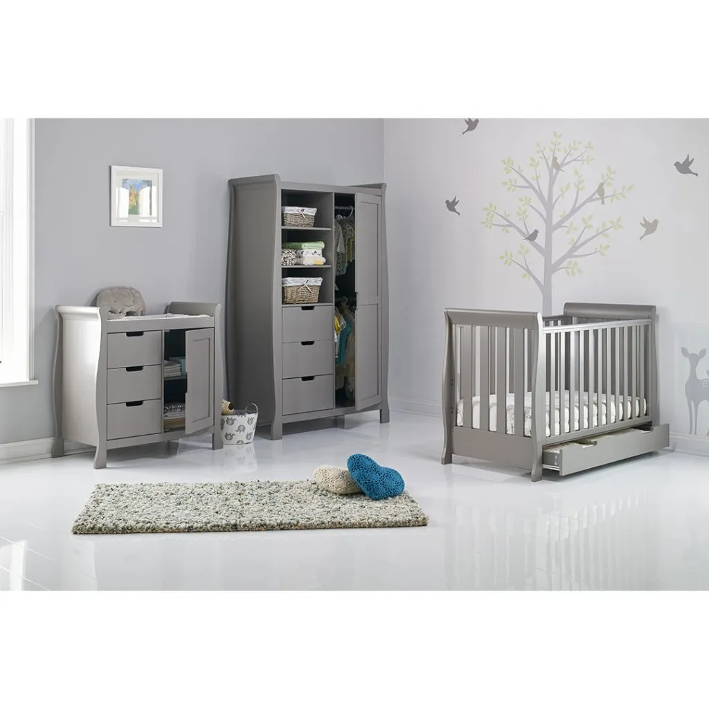 OBABY Stamford Mini Sleigh 3 Piece Room Set - Warm Grey