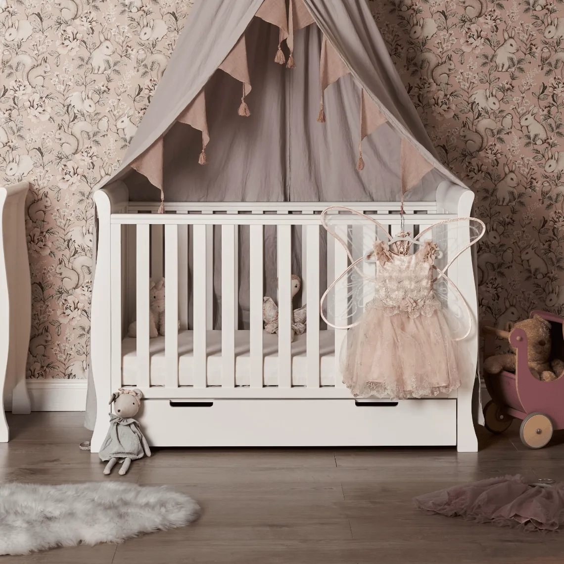 Obaby Stamford Mini Sleigh Cot Bed -& Moisture Management Mattress - Direct Delivery