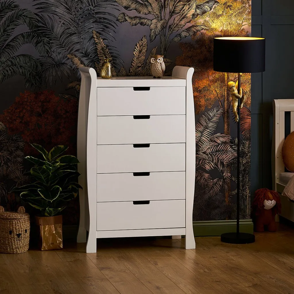 OBABY Stamford Sleigh Tall Chest of Drawers - White