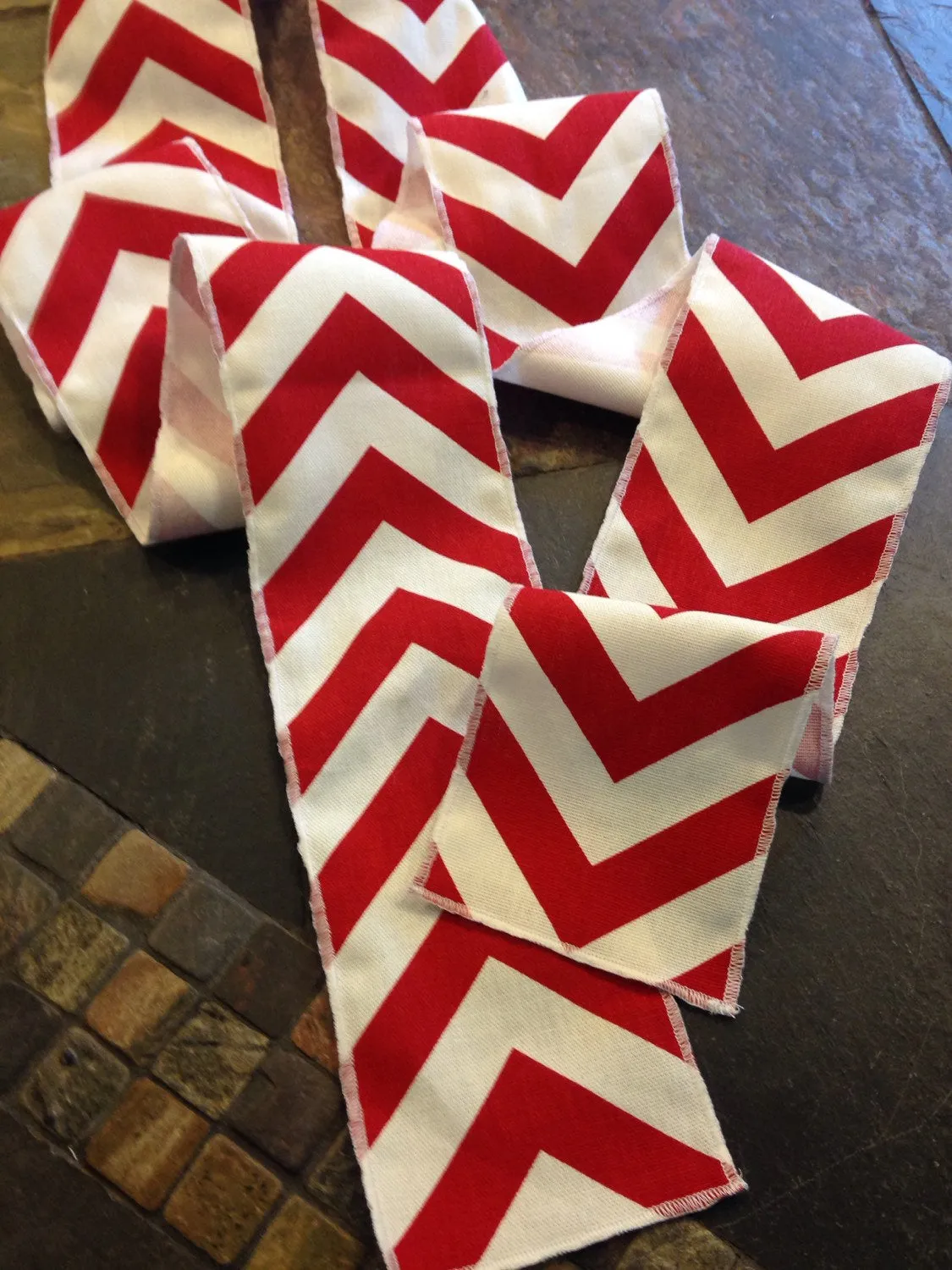 ORIGINAL Baseball Ribbon Party Themed Red Chevron Modern Wedding Table Runner set of 2 by your choice of length Chevron Runner
