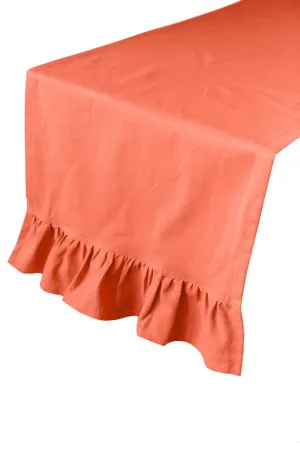 persimmon peach solid ruffle cloth table runners